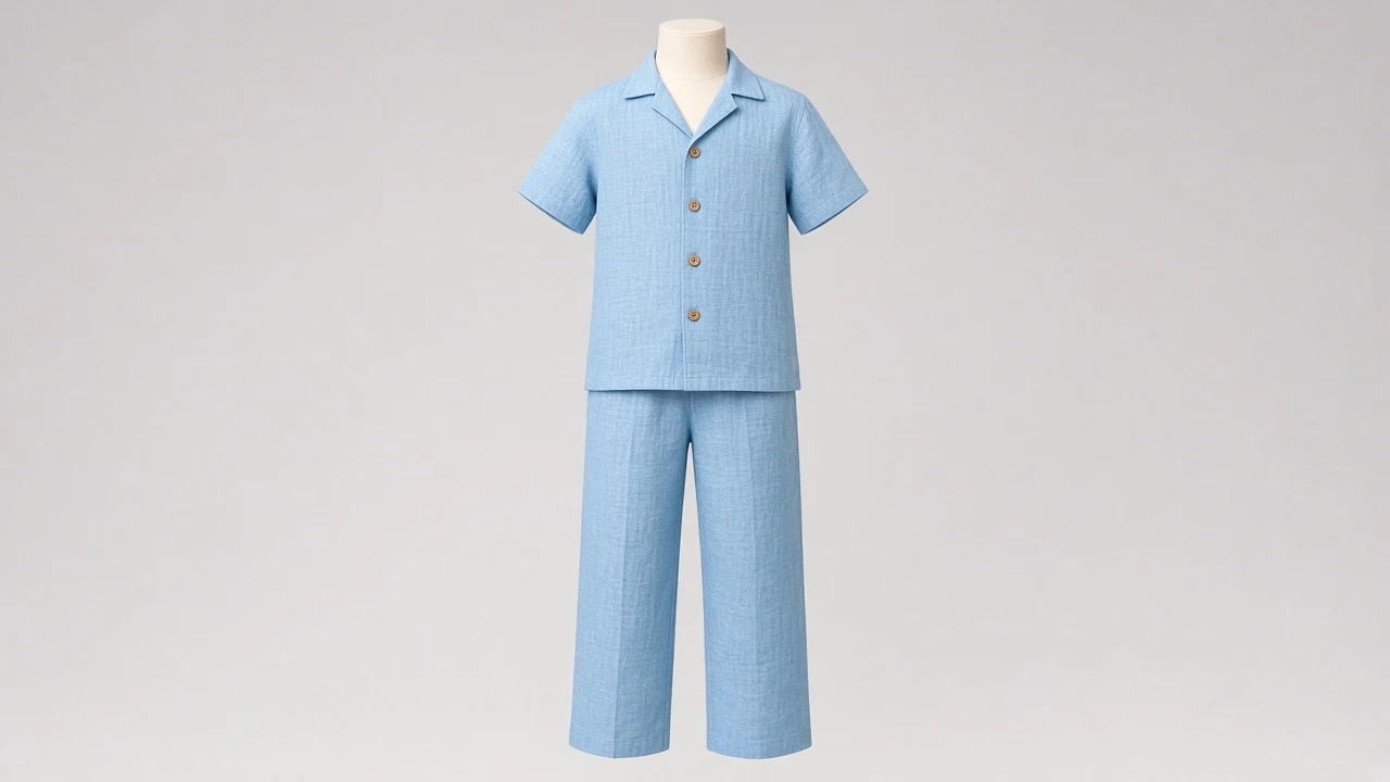 Sky Blue Linen Shirt Trouser Co-ord - Girls Linen Button-Down Shirt with Trousers | Custom Tailored