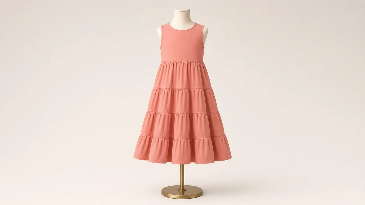 Coral Cotton Tiered Frock – Coral Tiered Kids Cotton Frock | Custom Tailored
