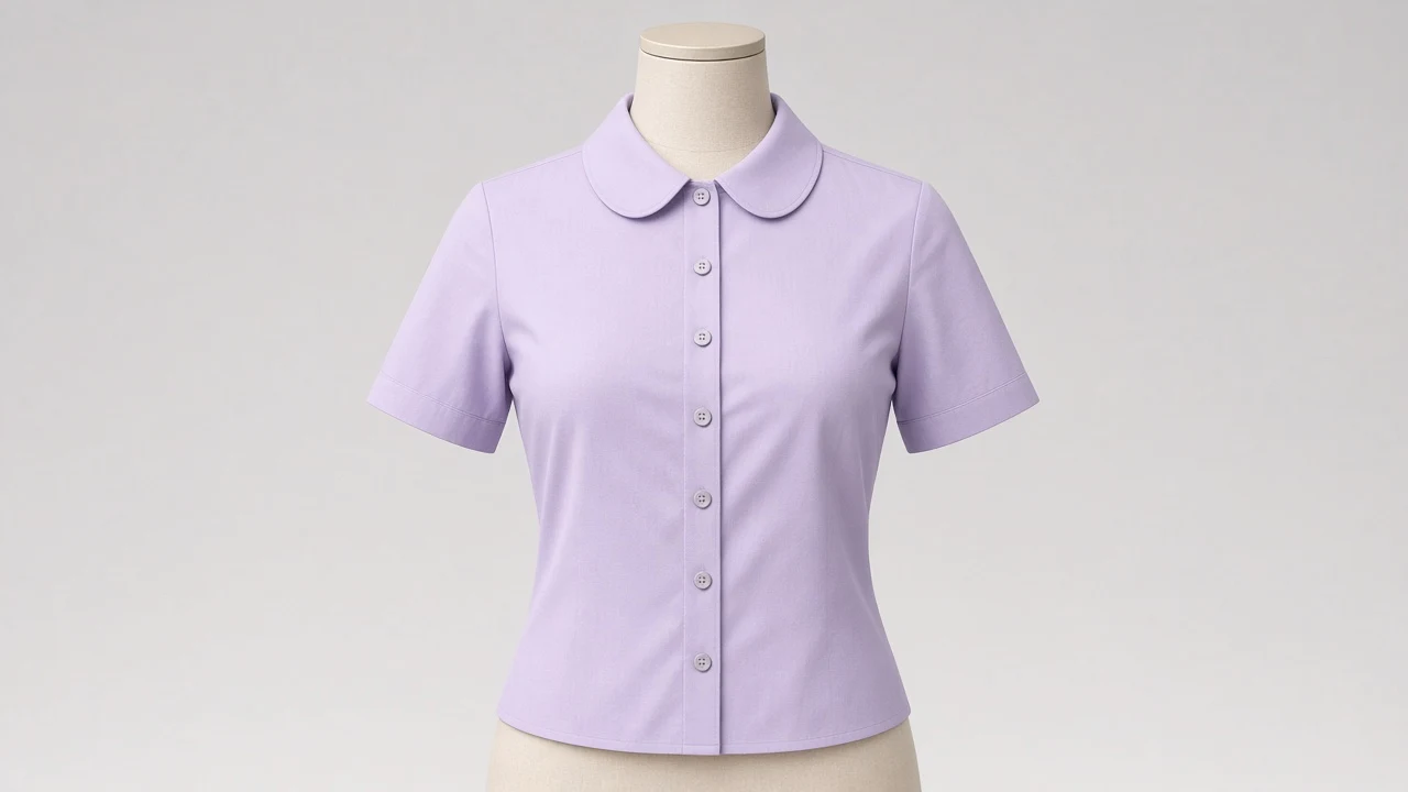 Lavender Poplin Peter Pan Collar Half Sleeve Shirt - Women's Solid Lavender Peter Pan Shirt | Custom Tailored