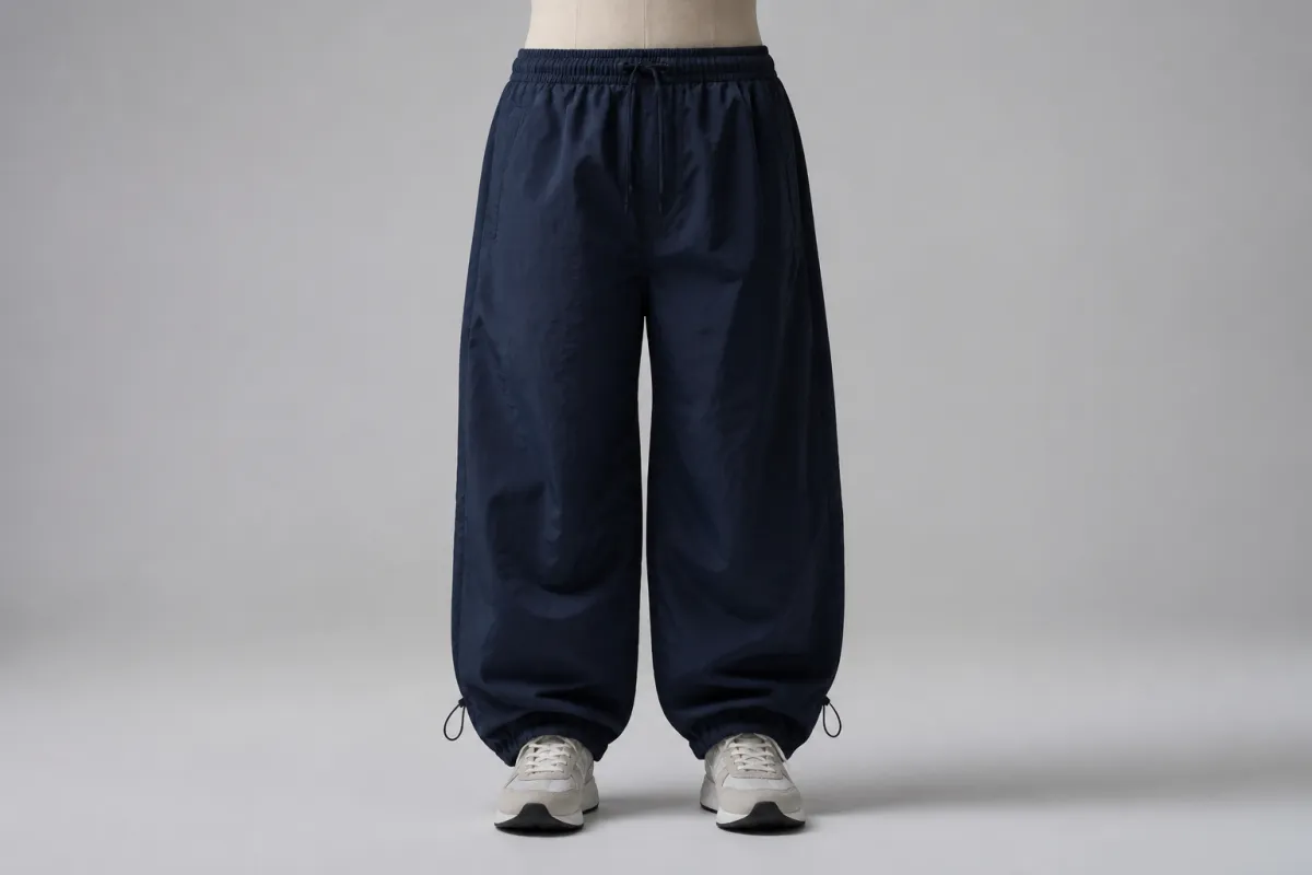 Navy Nylon Parachute Pants – Navy Nylon Baggy Parachute | Custom Tailored