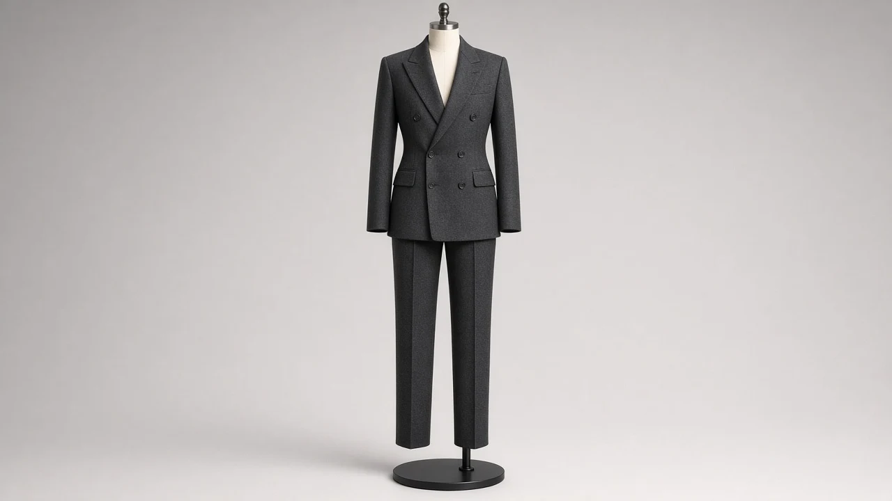 Charcoal Double-Breasted Suit – Men's Charcoal Double-Breasted Blazer + Trousers | Custom Tailored