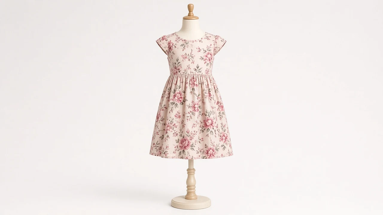 Dusty Rose Floral Cotton Frock – Dusty Rose Floral Kids Frock | Custom Tailored