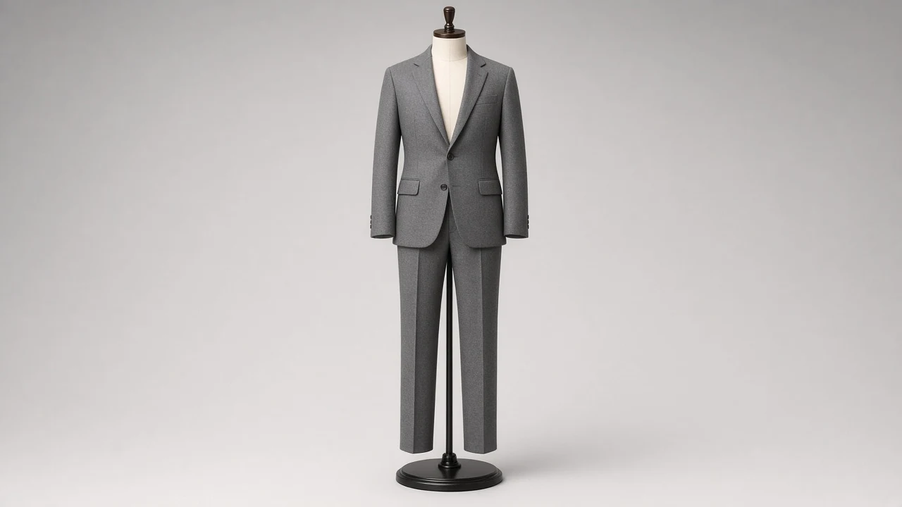Mid Grey Wool Single-Breasted Suit – Men's Mid Grey Wool Blazer + Trousers | Custom Tailored