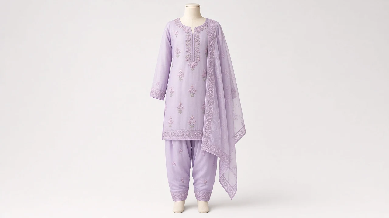 Lilac Organza Floral Salwar Kameez – Girls Lilac Organza with Resham Florals | Custom Tailored Kids