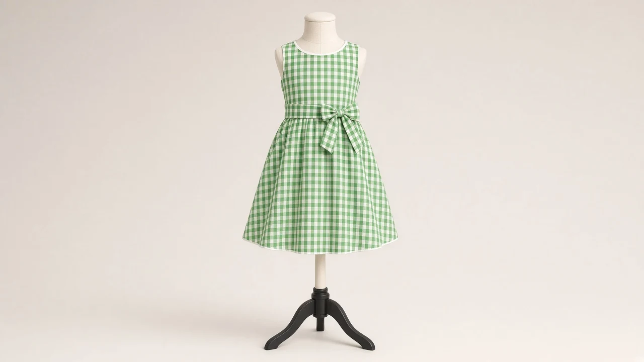 Green Gingham Picnic Frock – Green White Gingham Kids Frock | Custom Tailored