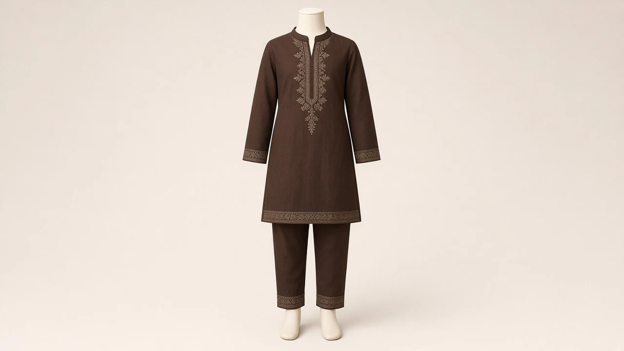 Chocolate Brown Kurti Set – Girls Chocolate Brown Cotton Kurti with Pants | Custom Tailored
