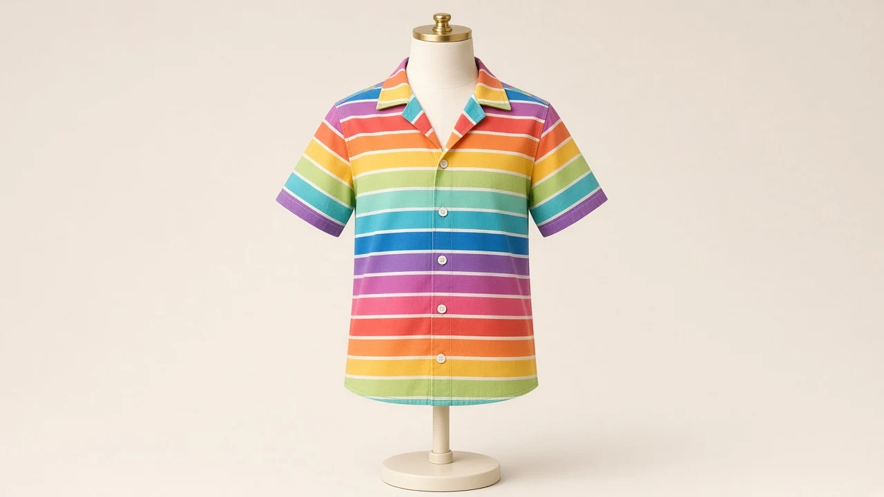 Rainbow Stripe Cotton Shirt – Boys' Multicolor Rainbow Stripe Fun Shirt | Custom Tailored Kids