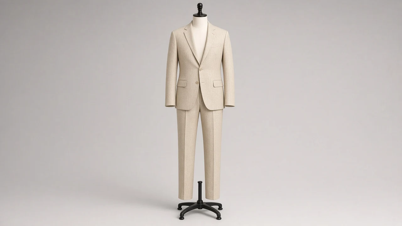 Beige Linen Single-Breasted Suit – Men's Beige Linen Blazer + Trousers | Custom Tailored