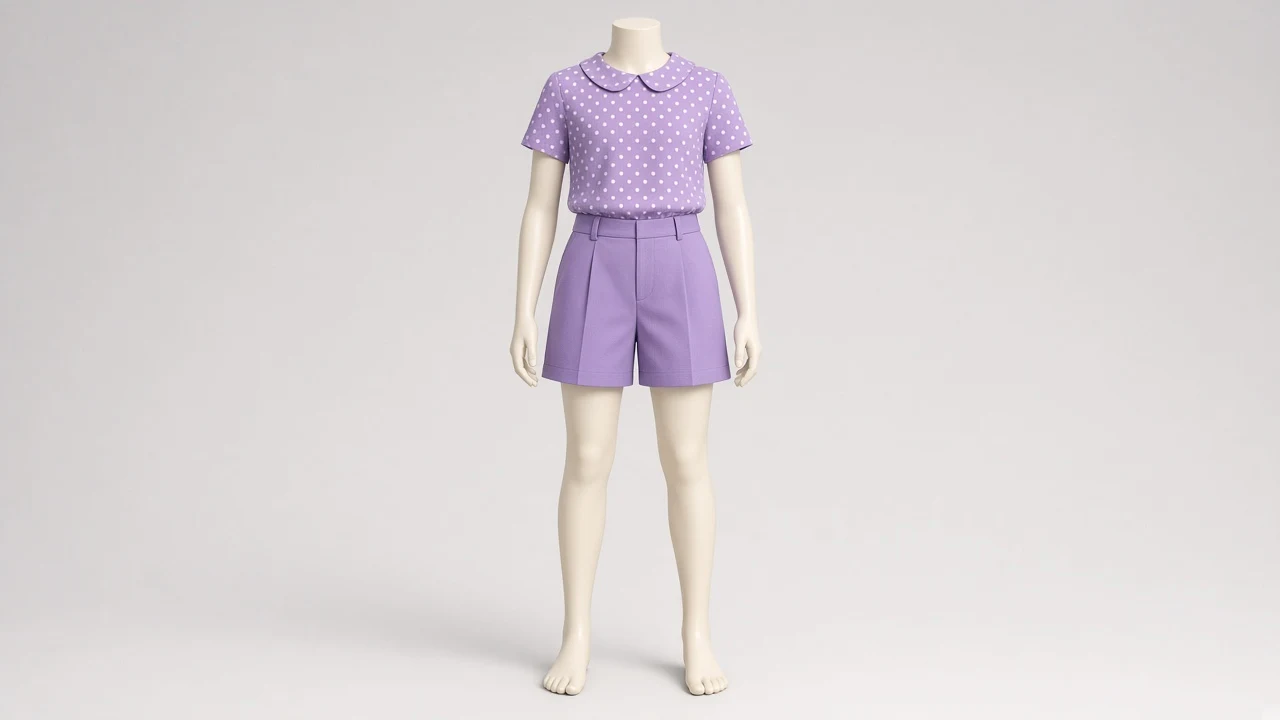 Orchid Polka Dot Shorts Co-ord - Girls Polka Dot Top with Shorts | Custom Tailored