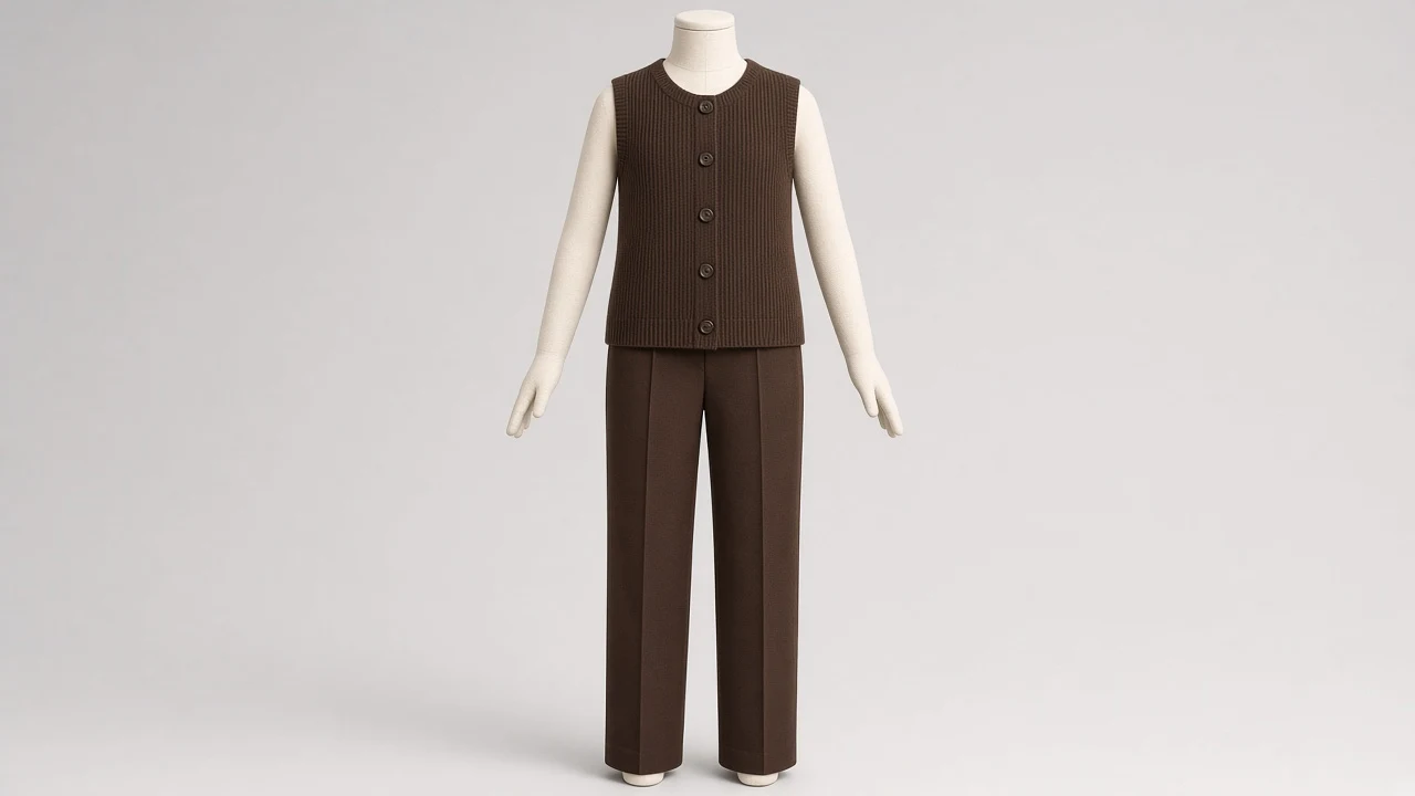 Chocolate Brown Knit Vest Trouser Co-ord - Girls Knit Vest with Straight Trousers | Custom Tailored