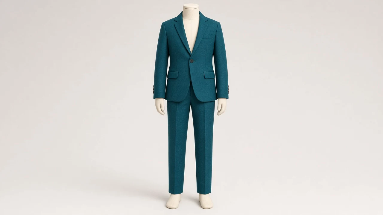 Teal Wool Single-Breasted Suit – Boys' Teal Wool Blazer + Trousers | Custom Tailored Kids