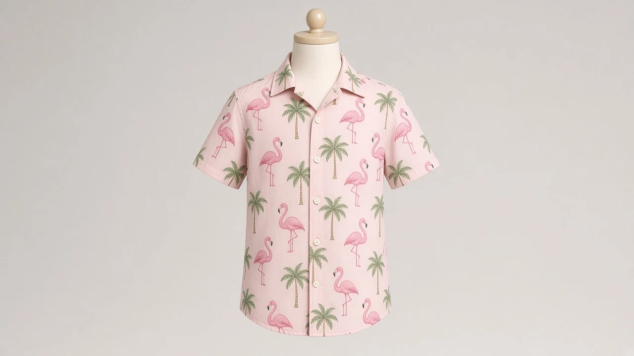 Pink Flamingo Print Shirt – Boys' Tropical Flamingo Print Cotton Shirt | Custom Tailored Kids