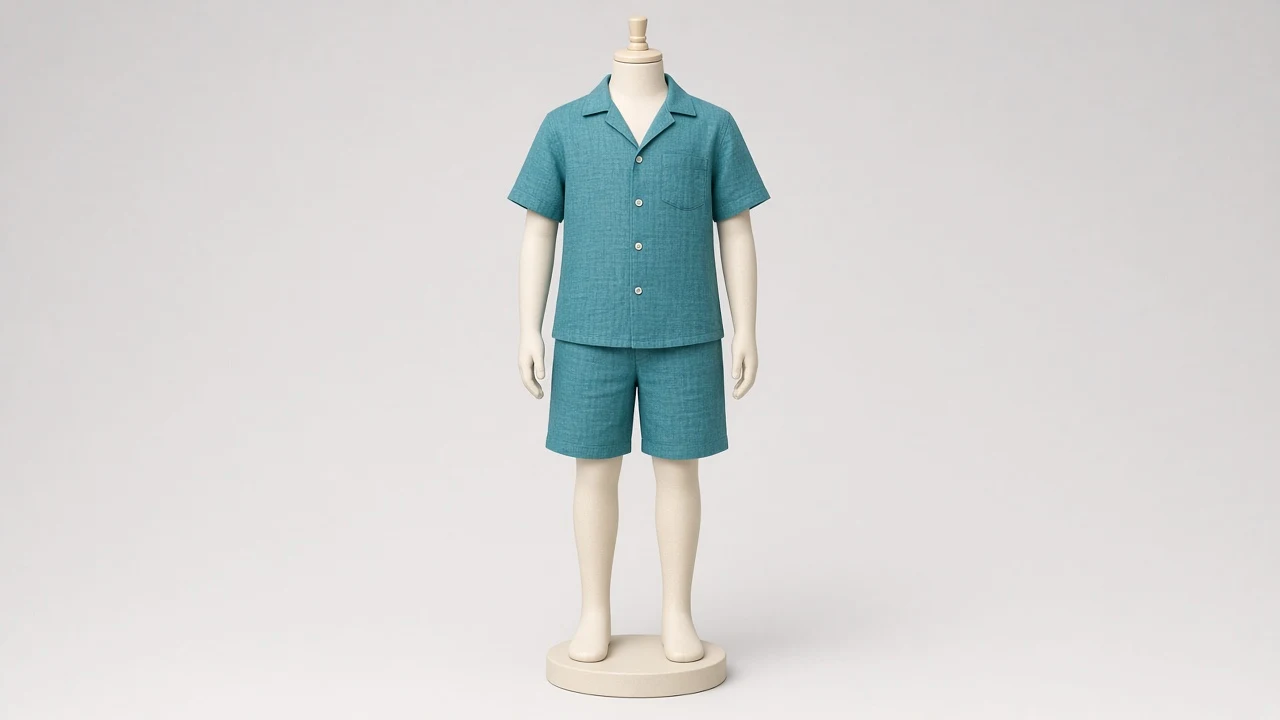 Teal Linen Camp Shirt Bermuda Co-ord - Boys Linen Camp Shirt with Bermudas | Custom Tailored