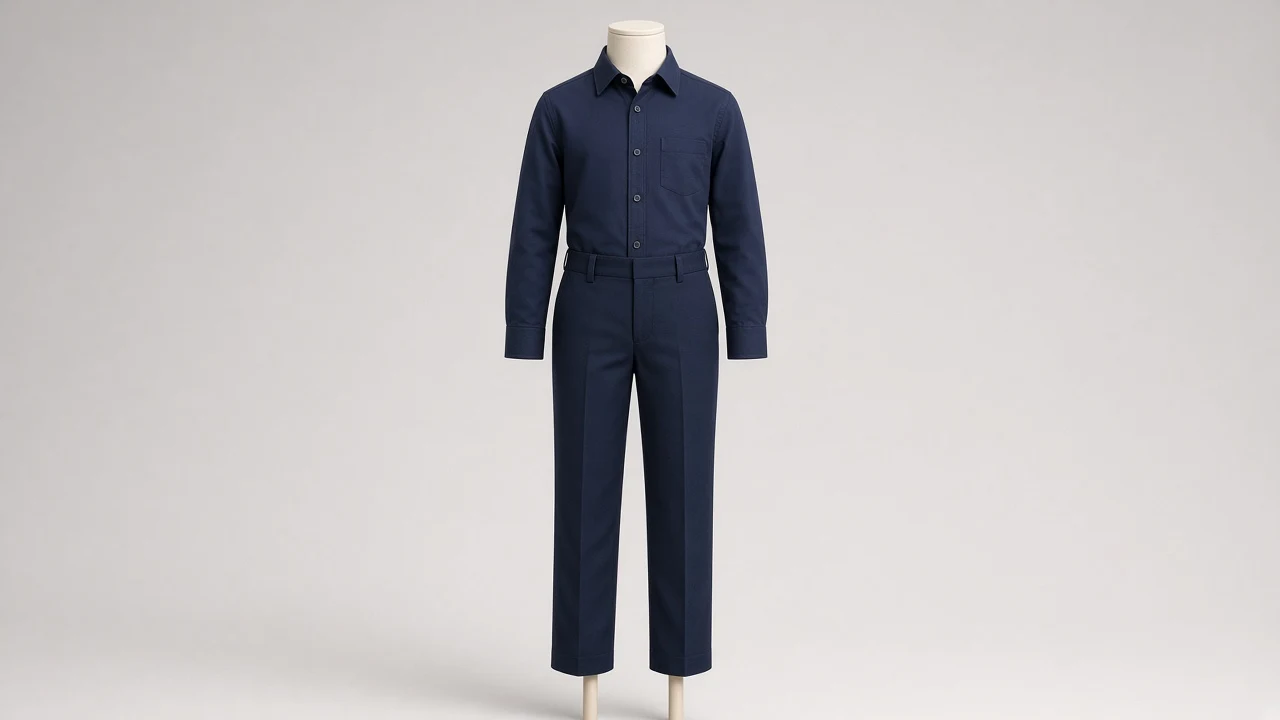 Navy Cotton Oxford Trouser Co-ord - Boys Oxford Shirt with Dress Trousers | Custom Tailored