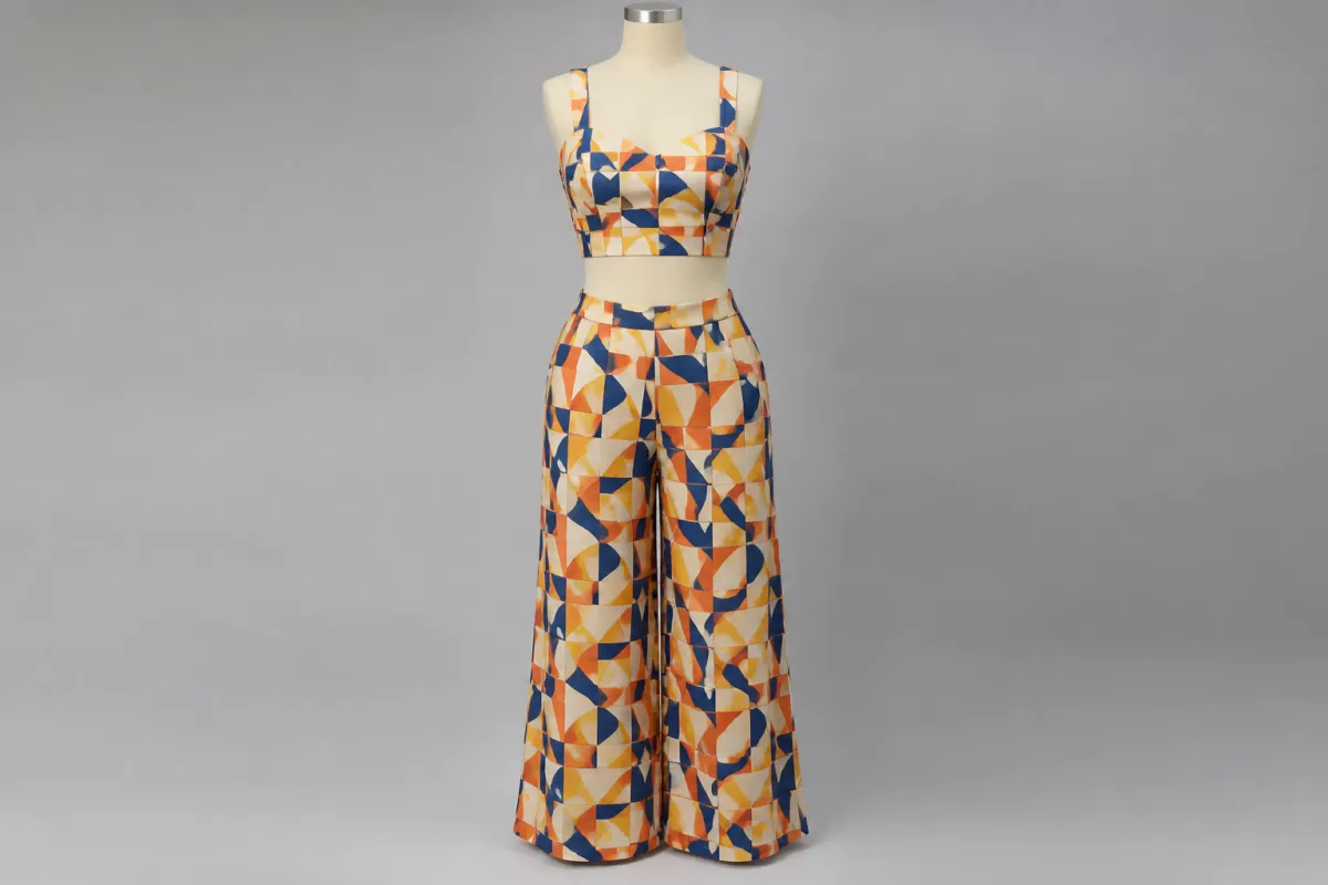Geometric Print Crop Palazzo Co-ord – Geometric Print Crop with Palazzo | Custom Tailored