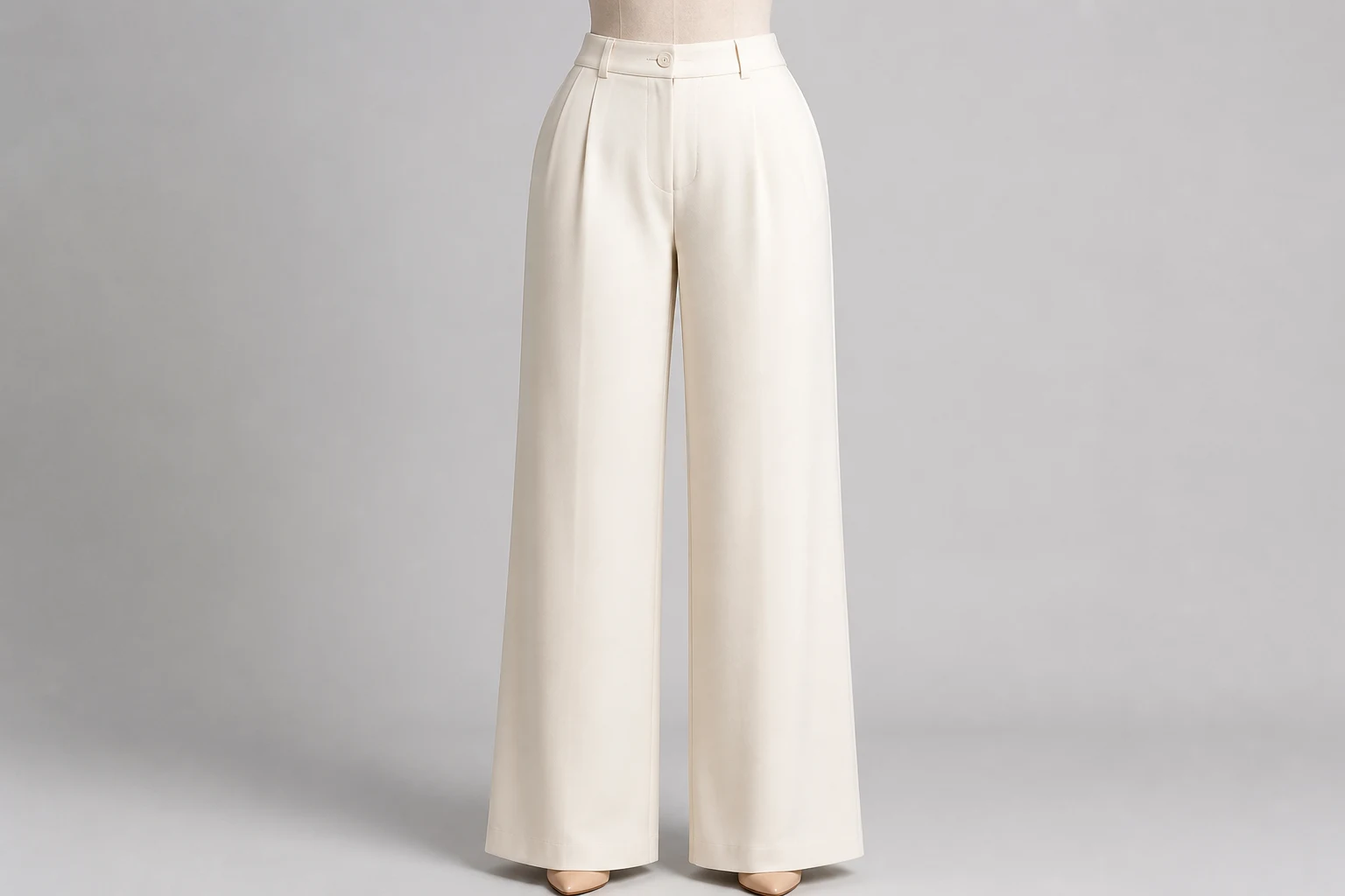 Ivory Wide-Leg Trousers – Ivory Crepe Western Wide-Leg Pants | Custom Tailored