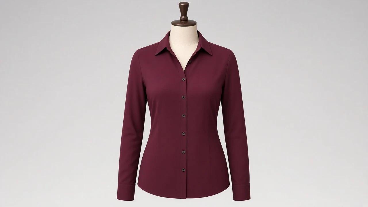 Deep Wine Crepe Spread Collar Full Sleeve Shirt - Women's Solid Deep Wine Crepe Shirt | Custom Tailored