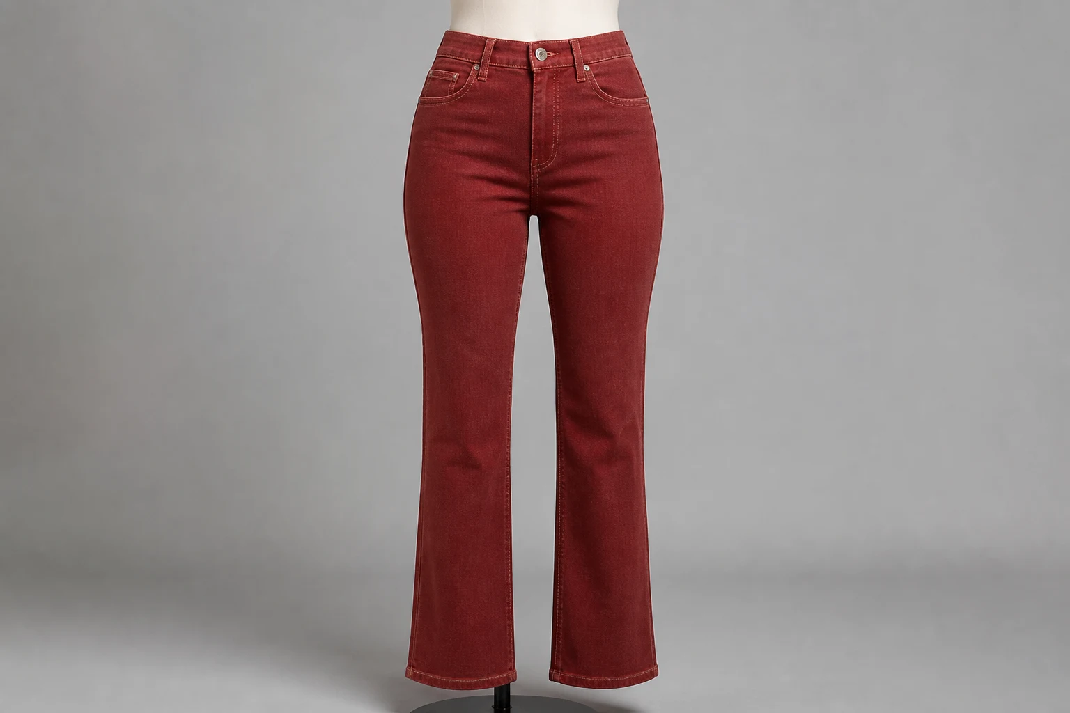 Brick Red Denim Trousers – Brick Red Cotton Denim Western Pants | Custom Tailored
