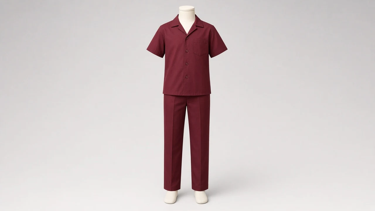 Maroon Cotton Camp Shirt Trouser Co-ord - Boys Camp Shirt with Trousers | Custom Tailored