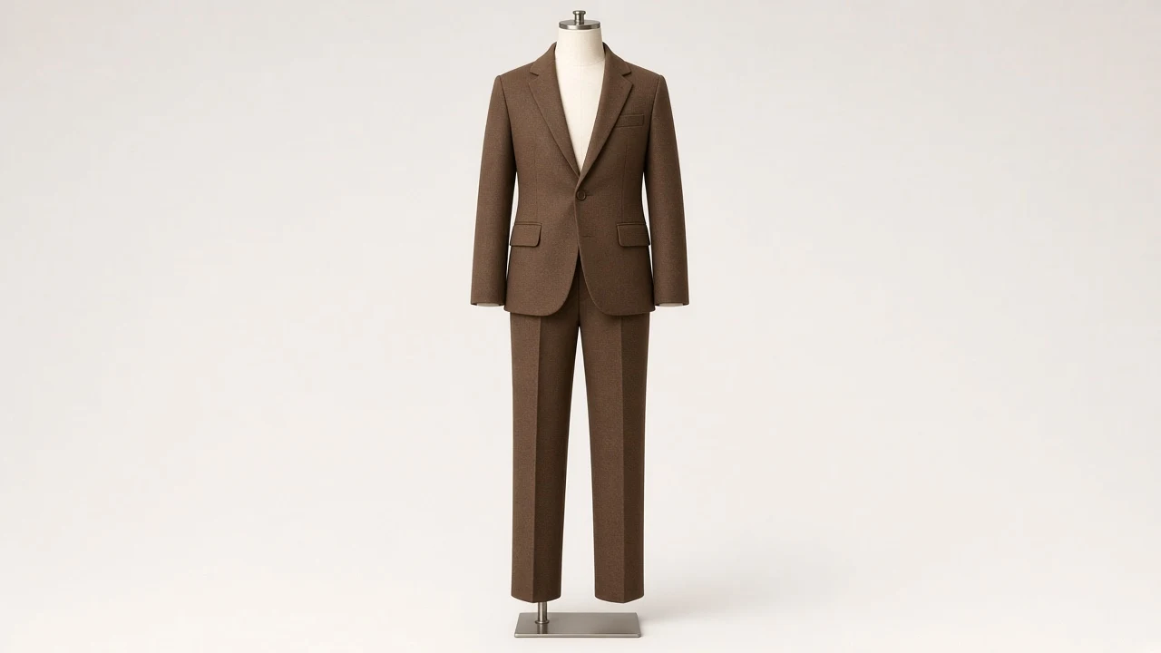 Brown Wool Single-Breasted Suit – Boys' Brown Wool Blazer + Trousers | Custom Tailored Kids