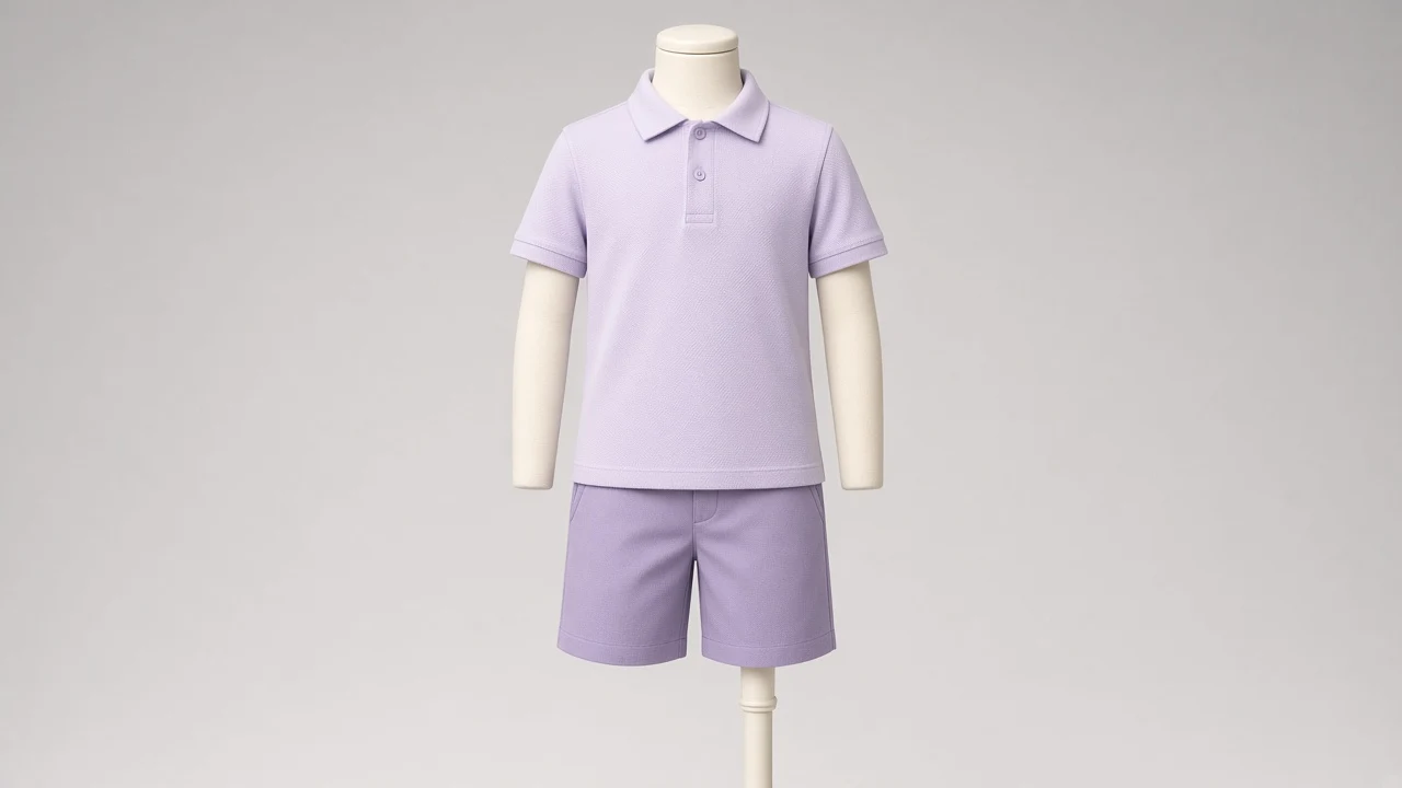 Lavender Cotton Polo Shorts Co-ord - Boys Polo with Cotton Shorts | Custom Tailored