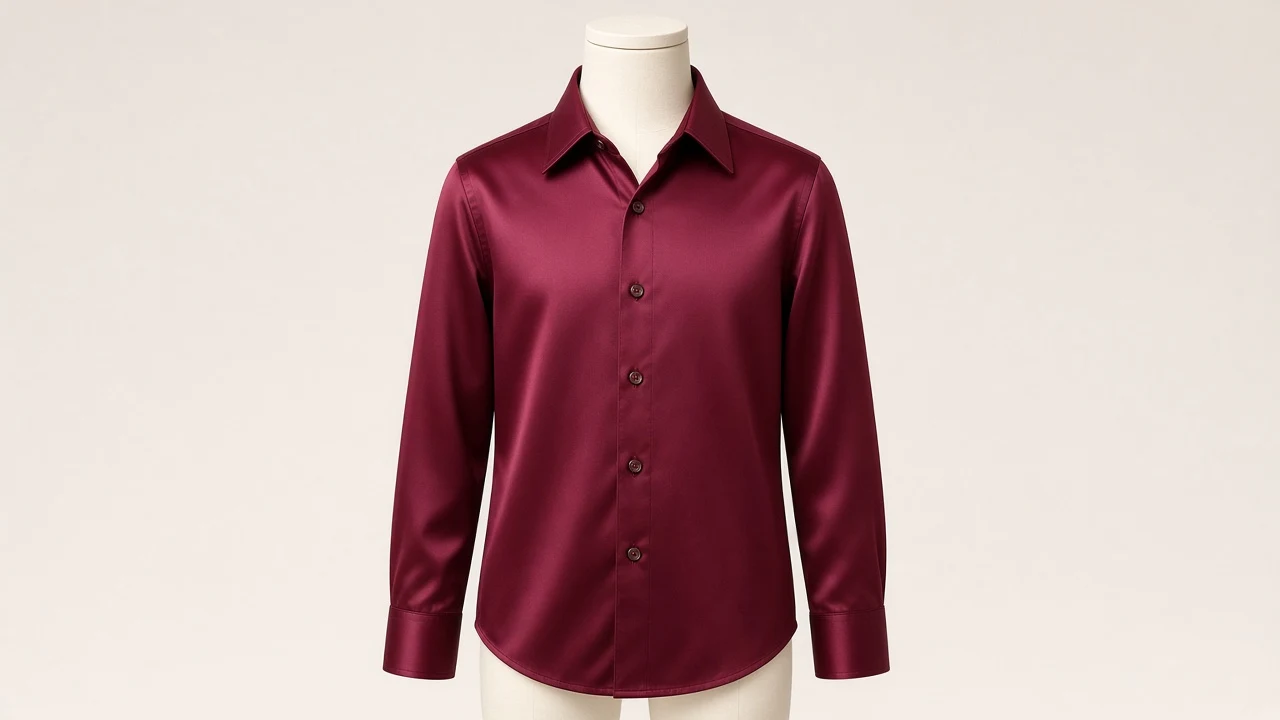 Burgundy Satin Party Shirt – Boys' Burgundy Satin Festive Shirt | Custom Tailored Kids