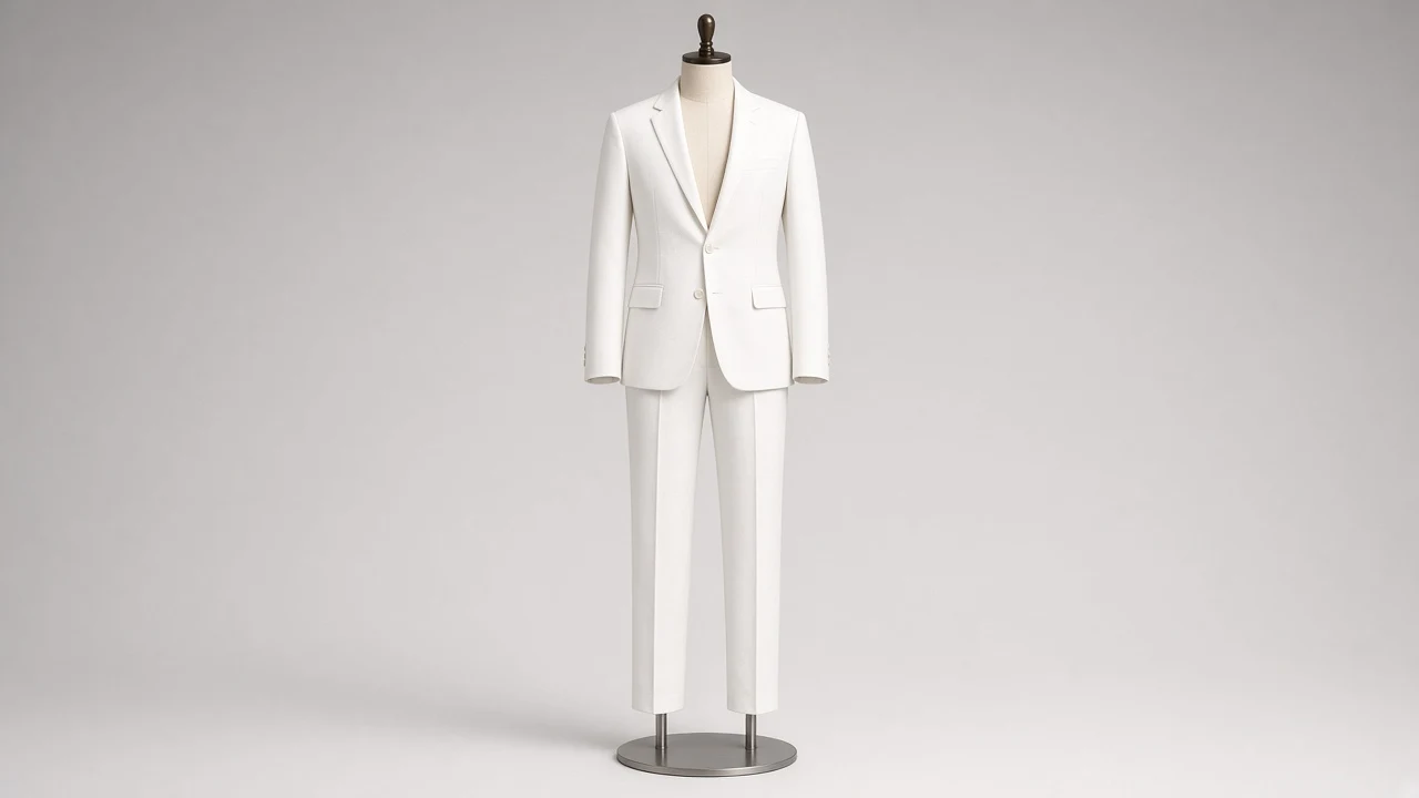 White Cotton Single-Breasted Suit – Men's White Cotton Blazer + Trousers | Custom Tailored