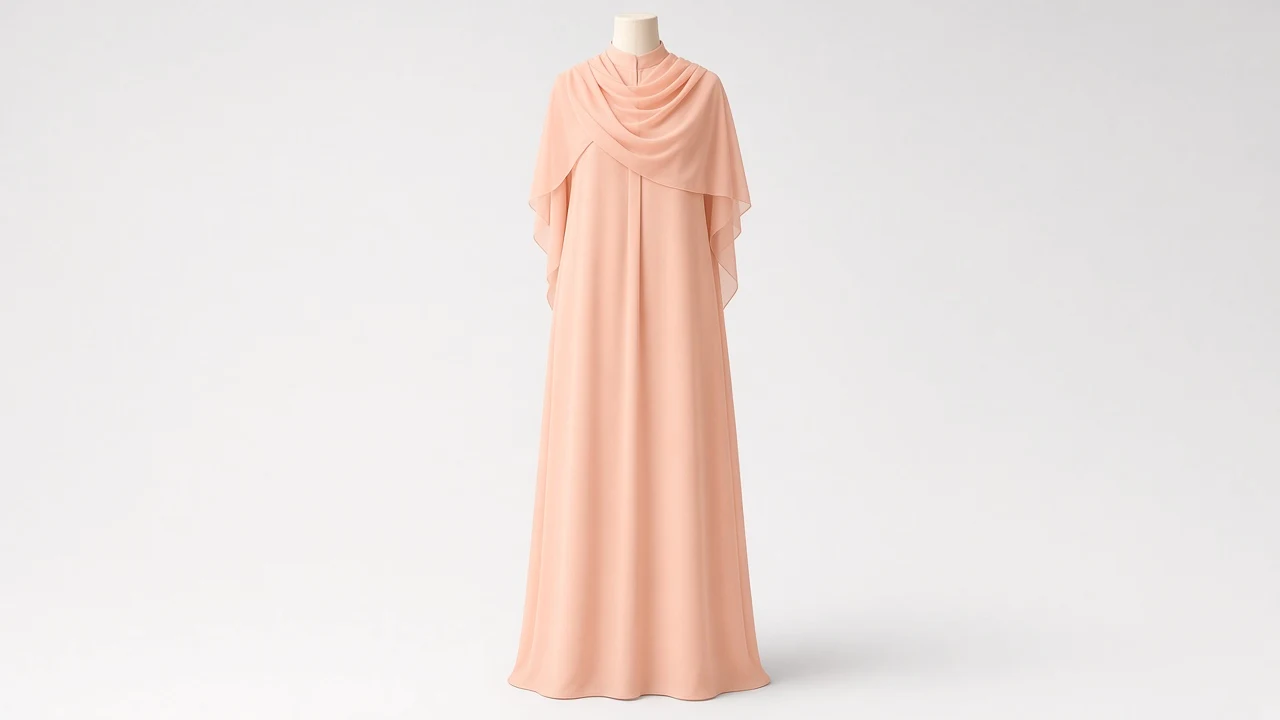 Pastel Peach Casual Abaya – Soft Peach Lightweight Closed-Neck Everyday Abaya | Custom Tailored