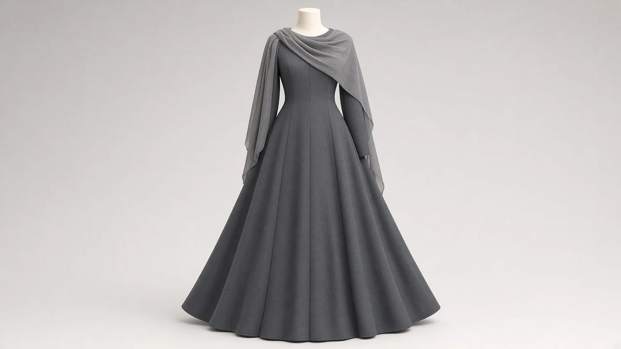 Grey Umbrella Cut Abaya – Charcoal Grey Full-Umbrella Flared Abaya | Custom Tailored