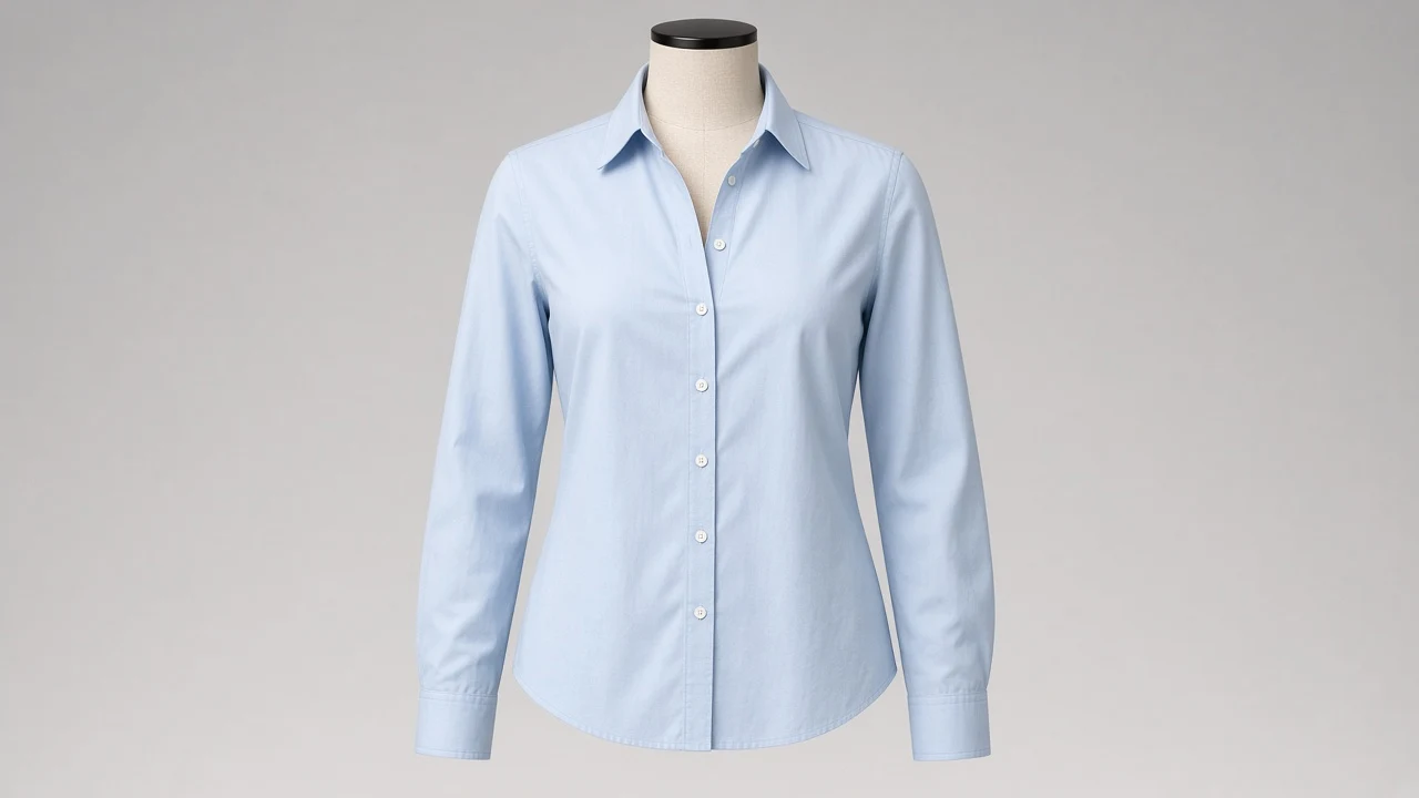 Ice Blue Cambric Button-Down Full Sleeve Shirt - Women's Solid Ice Blue Cambric Shirt | Custom Tailored