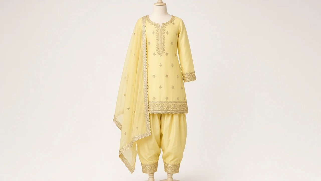 Lemon Yellow Gota Patiala Kameez – Girls Bright Yellow Silk with Gold Gota | Custom Tailored Kids