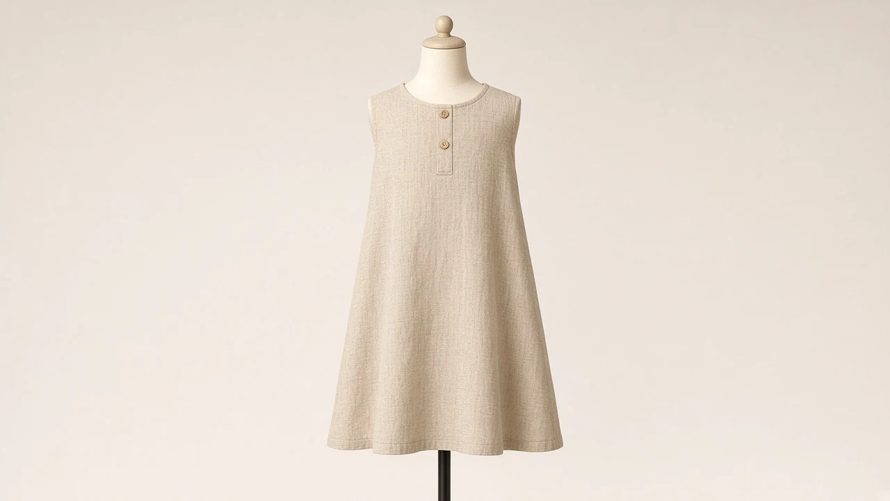 Beige Khadi Casual Frock – Natural Beige Khadi Kids Frock | Custom Tailored