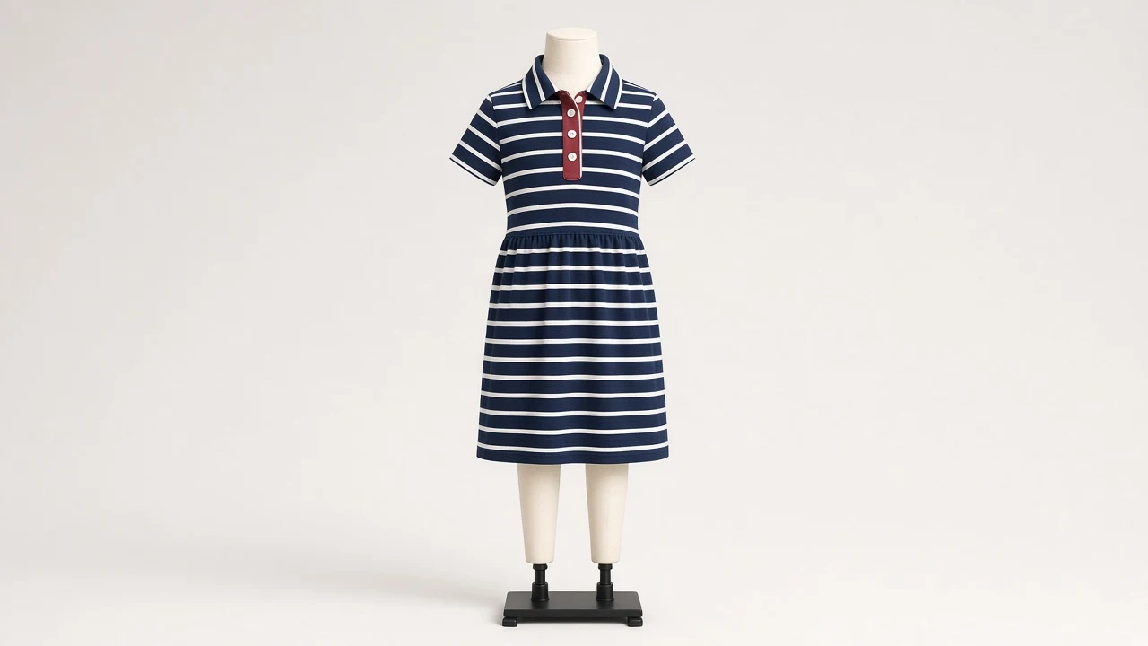 Striped Rugby Collar Frock – Navy Stripe Rugby Collar Kids Frock | Custom Tailored