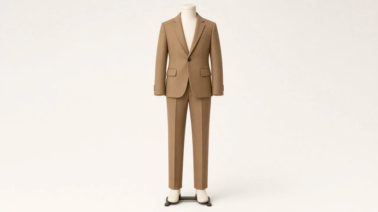 Camel Wool Single-Breasted Suit – Boys' Camel Wool Blazer + Trousers | Custom Tailored Kids