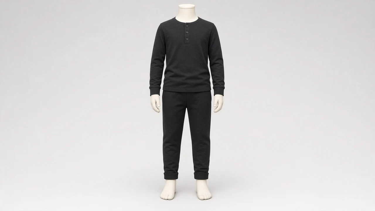 Black Cotton Henley Jogger Co-ord - Boys Henley with Cotton Joggers | Custom Tailored