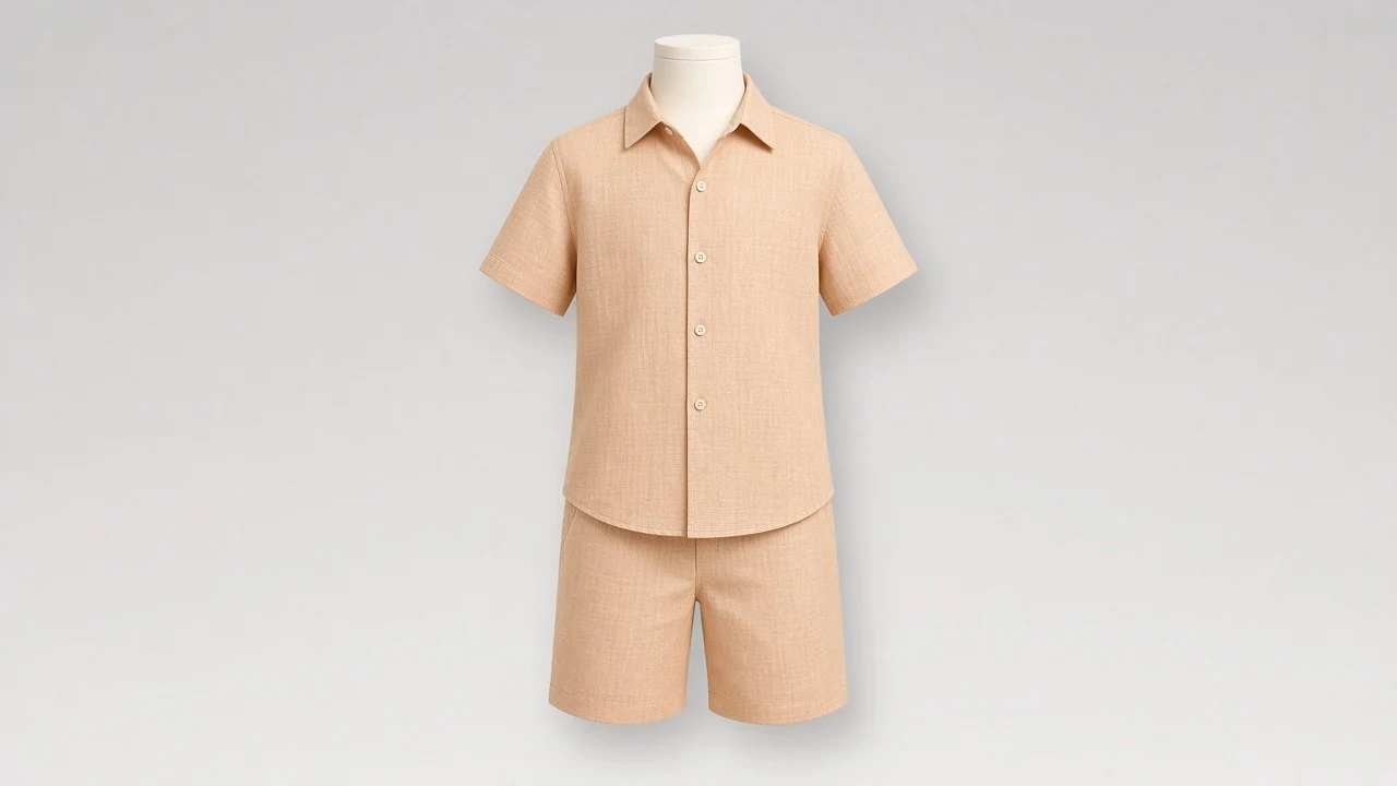 Apricot Linen Shirt Shorts Co-ord - Boys Linen Shirt with Tailored Shorts | Custom Tailored