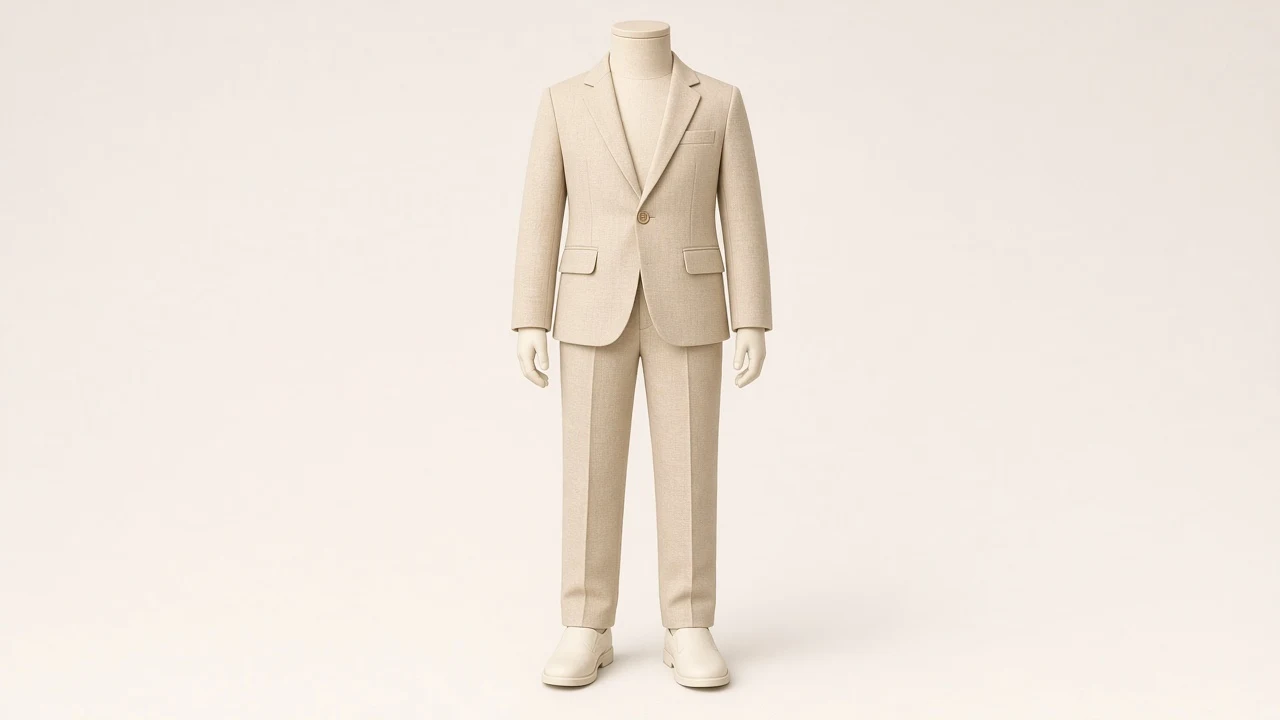 Sand Cotton Single-Breasted Suit – Boys' Sand Cotton Blazer + Trousers | Custom Tailored Kids