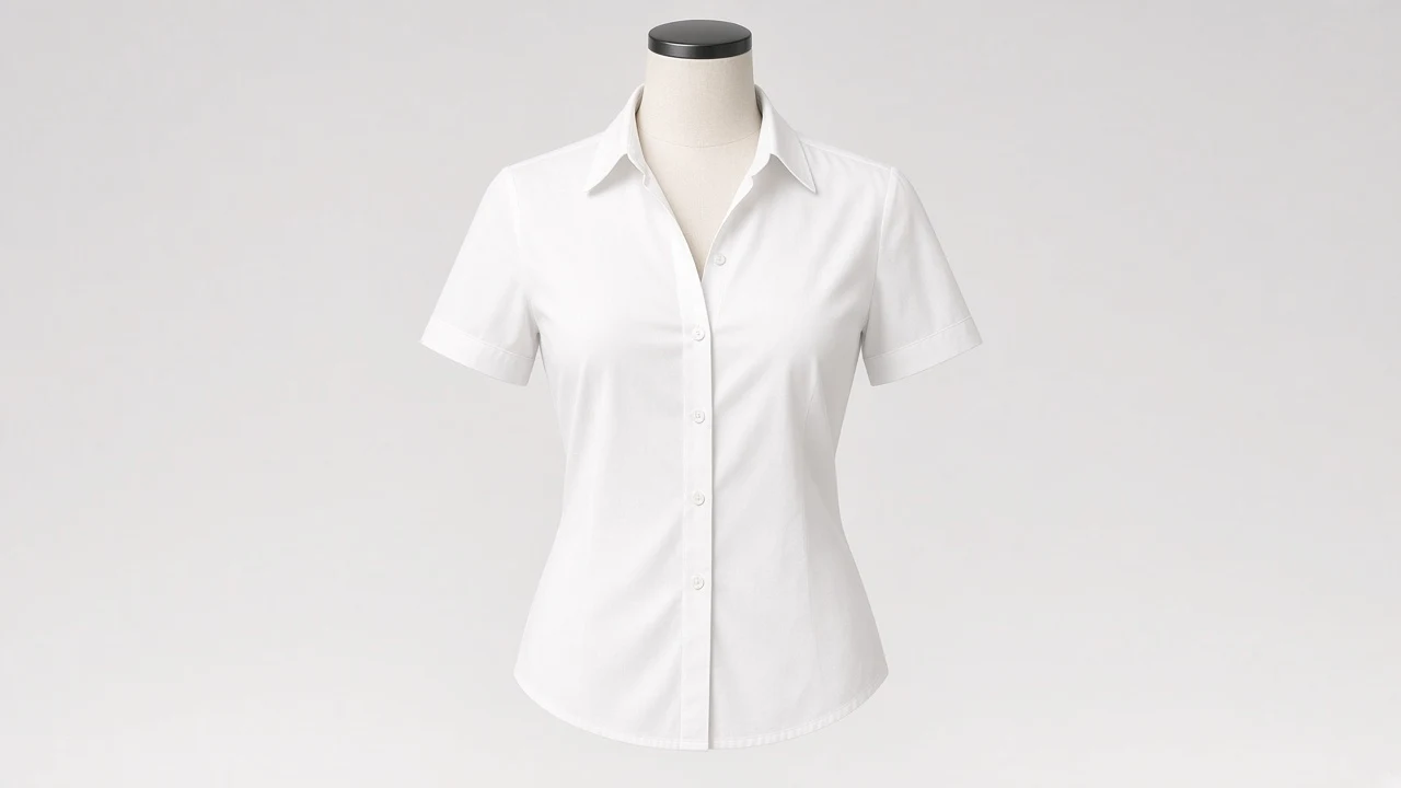 White Cotton Point Collar Half Sleeve Shirt - Women's Solid White Cotton Shirt | Custom Tailored