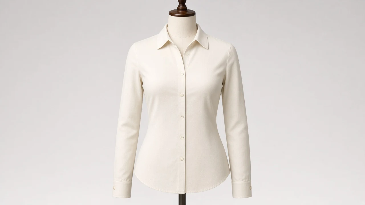 Cream Cotton Peter Pan Collar Full Sleeve Shirt - Women's Solid Cream Peter Pan Shirt | Custom Tailored