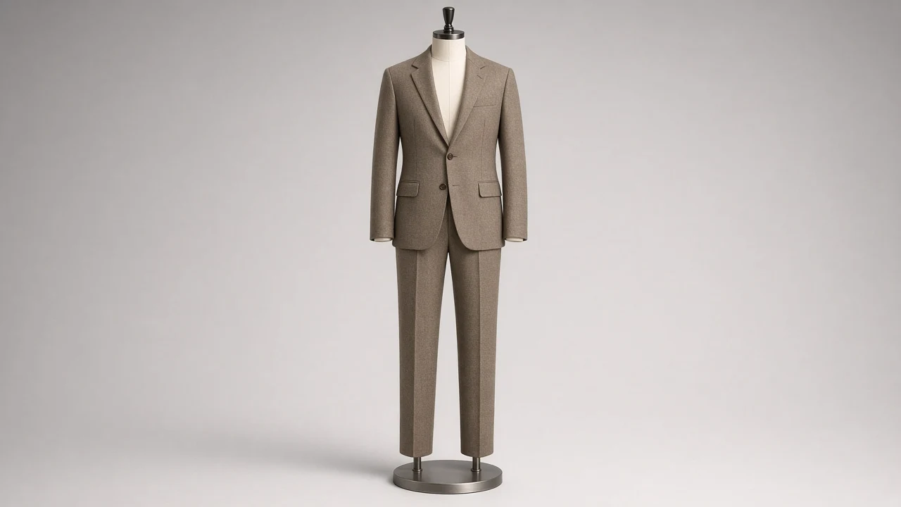 Taupe Wool Single-Breasted Suit – Men's Taupe Wool Blazer + Trousers | Custom Tailored
