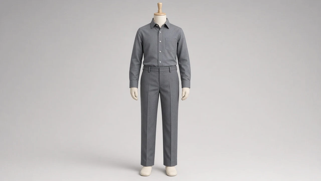 Slate Grey Cotton Oxford Trouser Co-ord - Boys Oxford Shirt with Dress Trousers | Custom Tailored