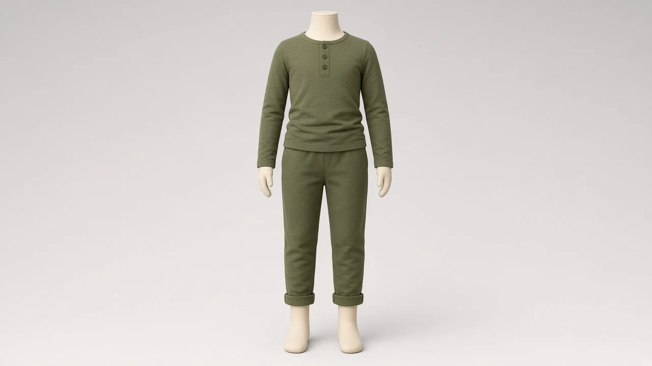 Olive Green Henley Jogger Co-ord - Girls Henley Top with Joggers | Custom Tailored