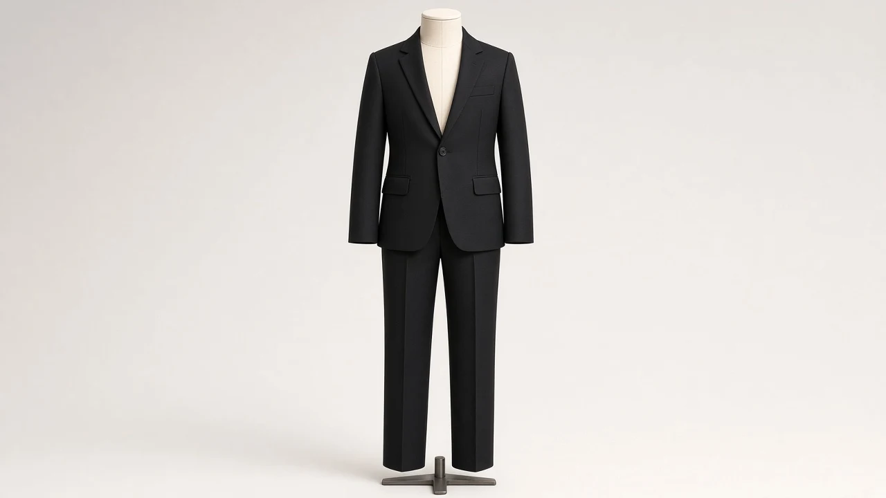 Black Wool Single-Breasted Suit – Boys' Black Wool Blazer + Trousers | Custom Tailored Kids