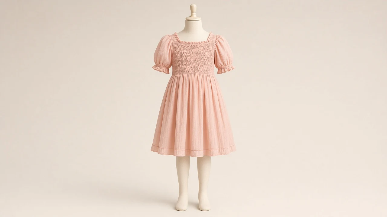Peach Pastel Smocked Frock – Peach Smocked Bodice Kids Frock | Custom Tailored