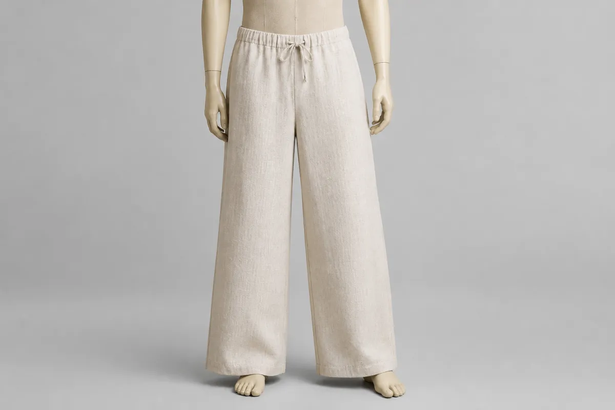 Cream Khadi Wide-Leg Pants – Cream Khadi Baggy Wide-Leg | Custom Tailored