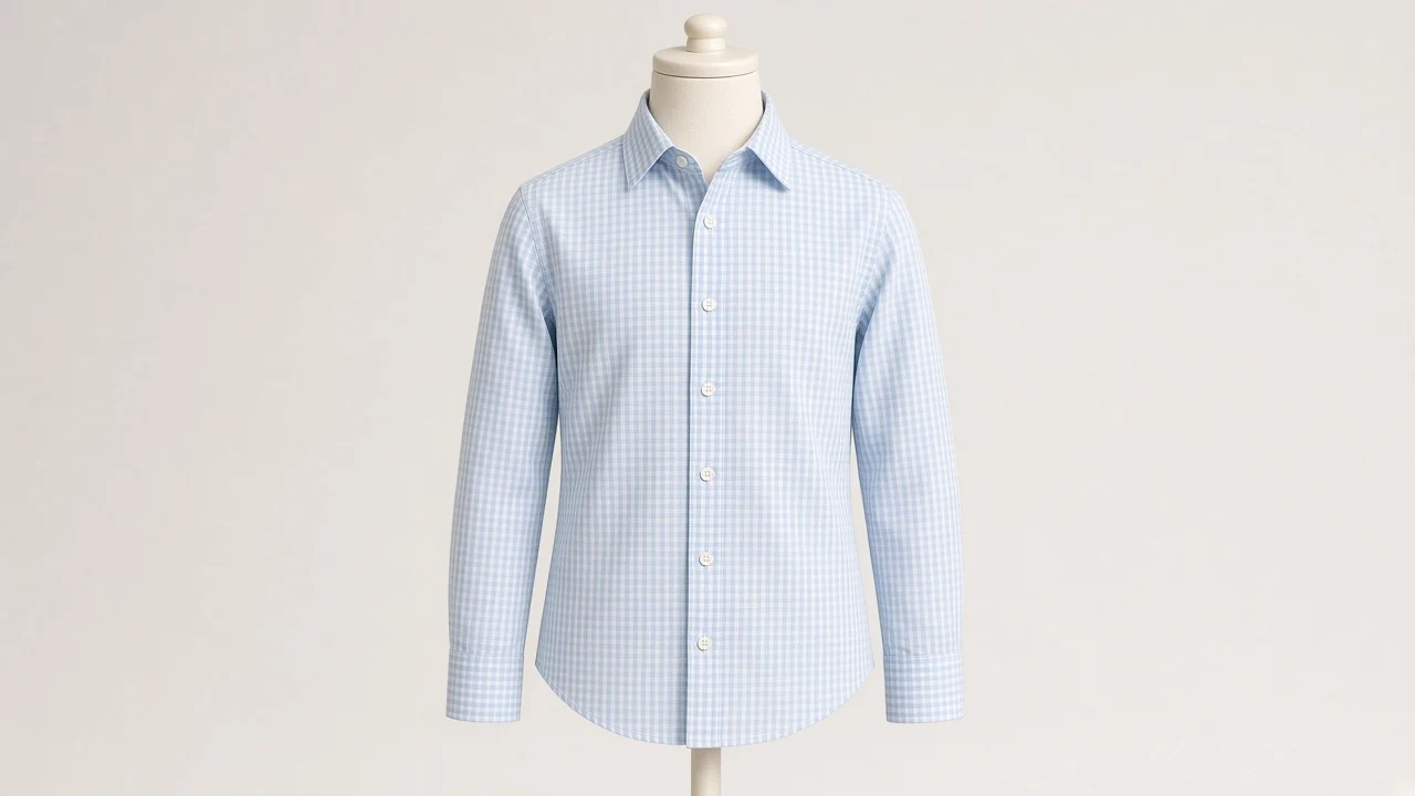 Baby Blue Check Shirt – Boys' Baby Blue Mini-Check Cotton Shirt | Custom Tailored Kids