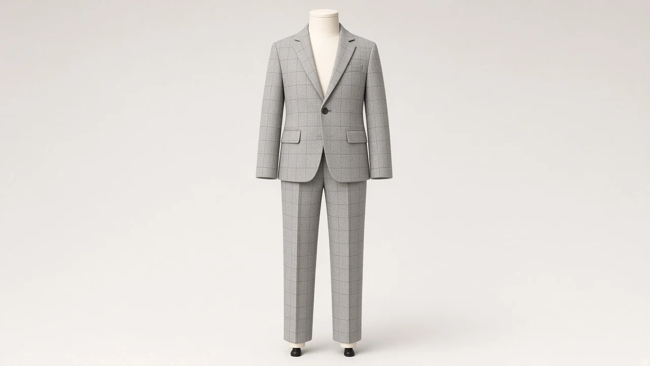 Grey Windowpane Suit – Boys' Grey Windowpane Blazer + Trousers | Custom Tailored Kids