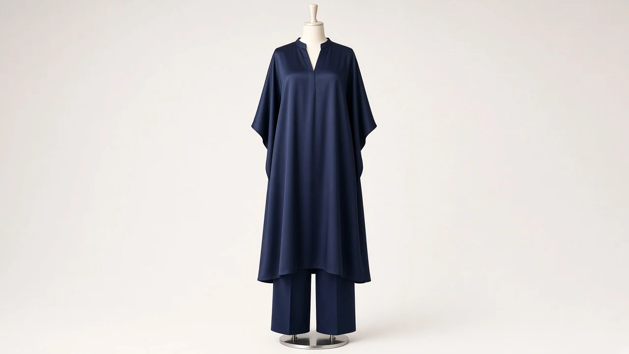 Midnight Navy Silk Kaftan Set – Midnight Navy Silk Kaftan with Matching Trousers | Custom Tailored