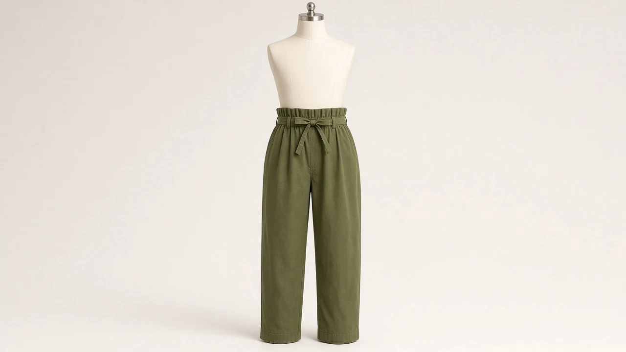 Olive Paperbag Waist Pants – Girls Olive Paperbag Waist Pants | Custom Tailored