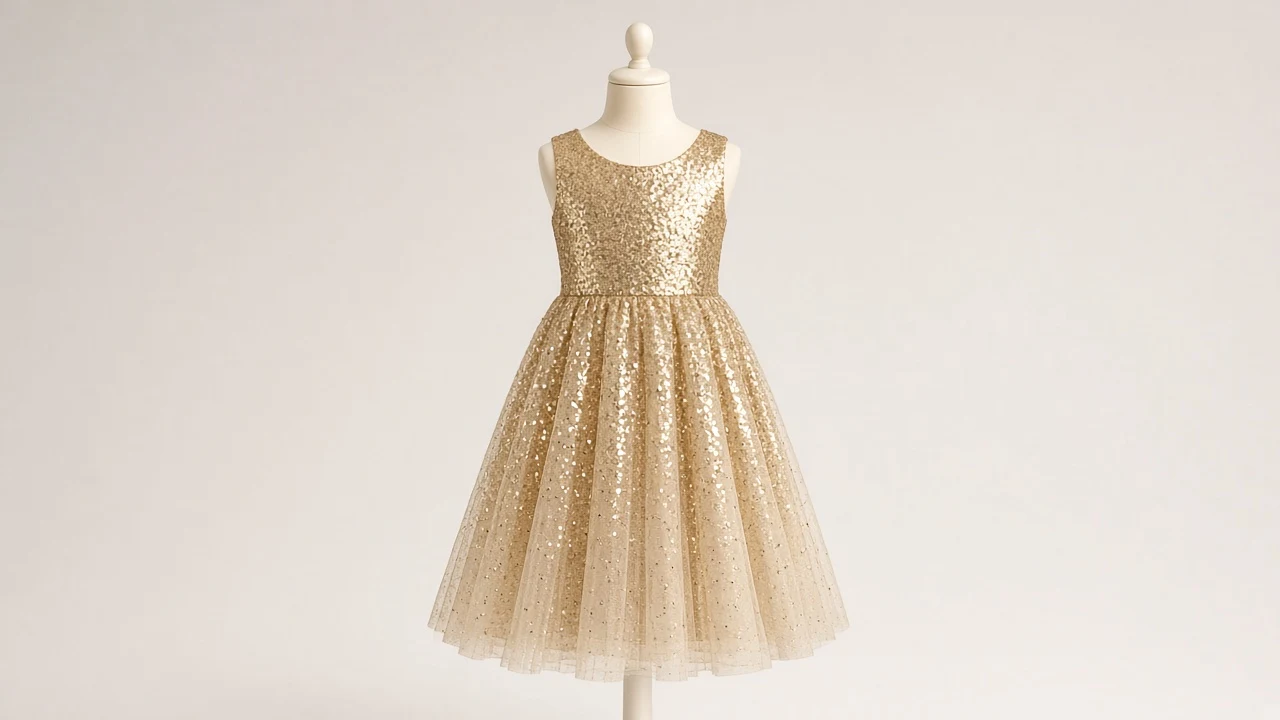 Gold Sequin Birthday Frock – Gold Sequin Kids Party Frock | Custom Tailored